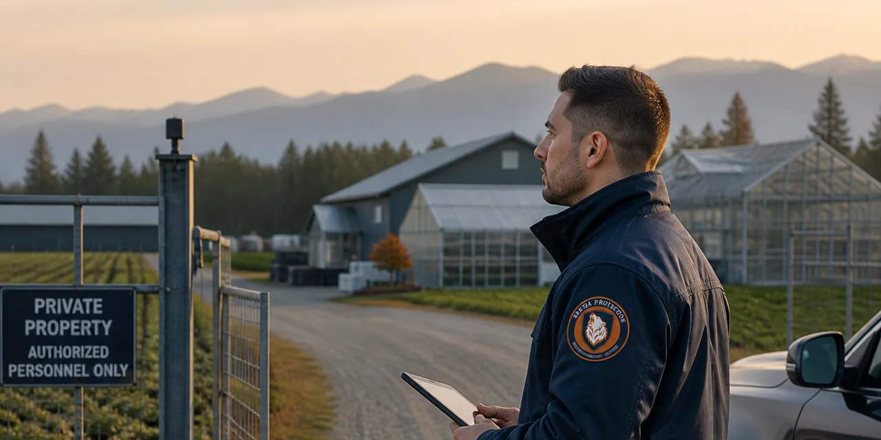 Zentra service imagery of a security guard at an agricultural property